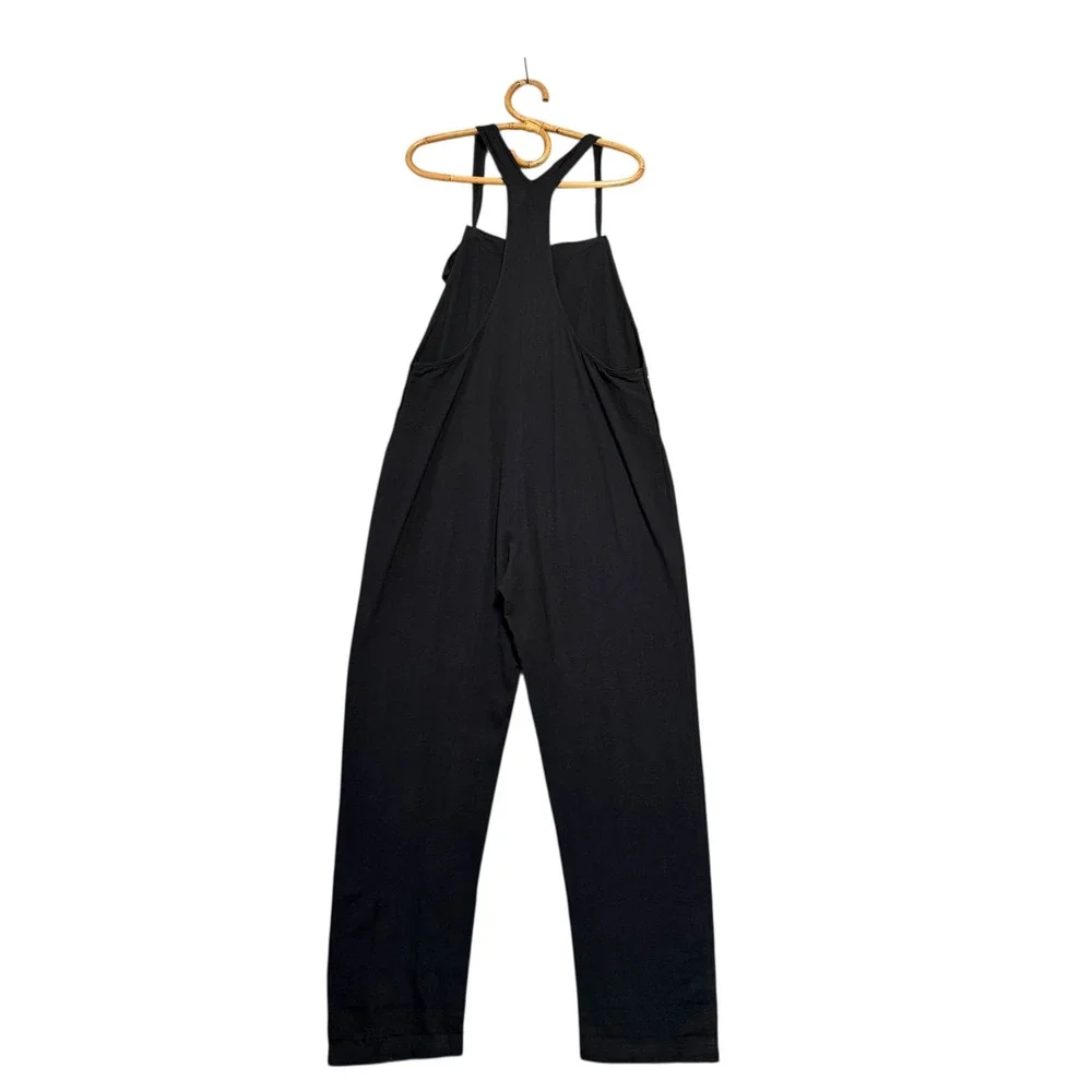L. Space | Freya Overalls Black Tie Shoulder Jumpsuit Beach Cover-up Size L - Picture 5 of 12